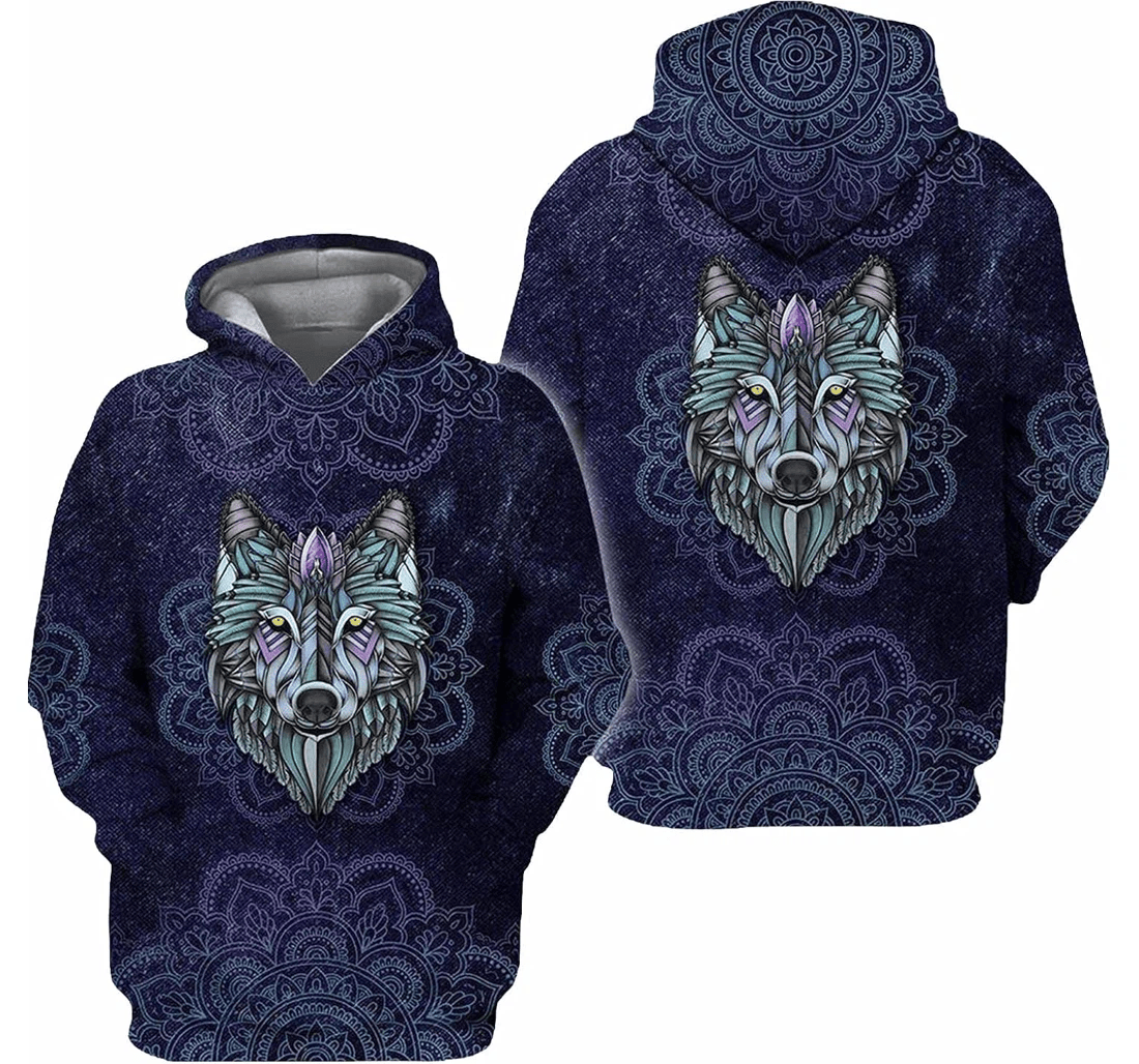 Personalized Wolf Art Animal Mandala Hawaiian - 3D Printed Pullover Hoodie