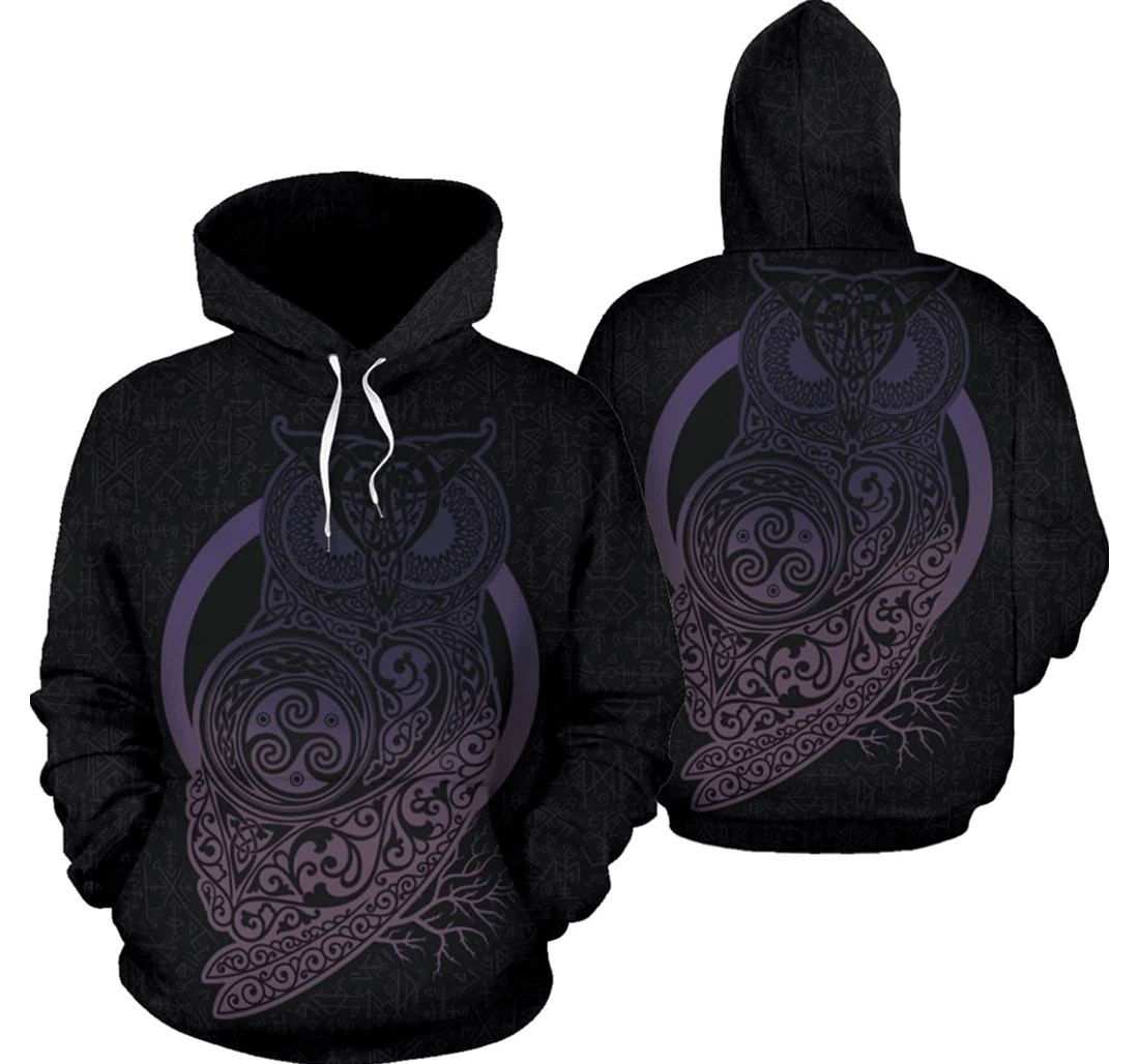 Personalized Owl Of The Celts Purple Hawaiian - 3D Printed Pullover Hoodie