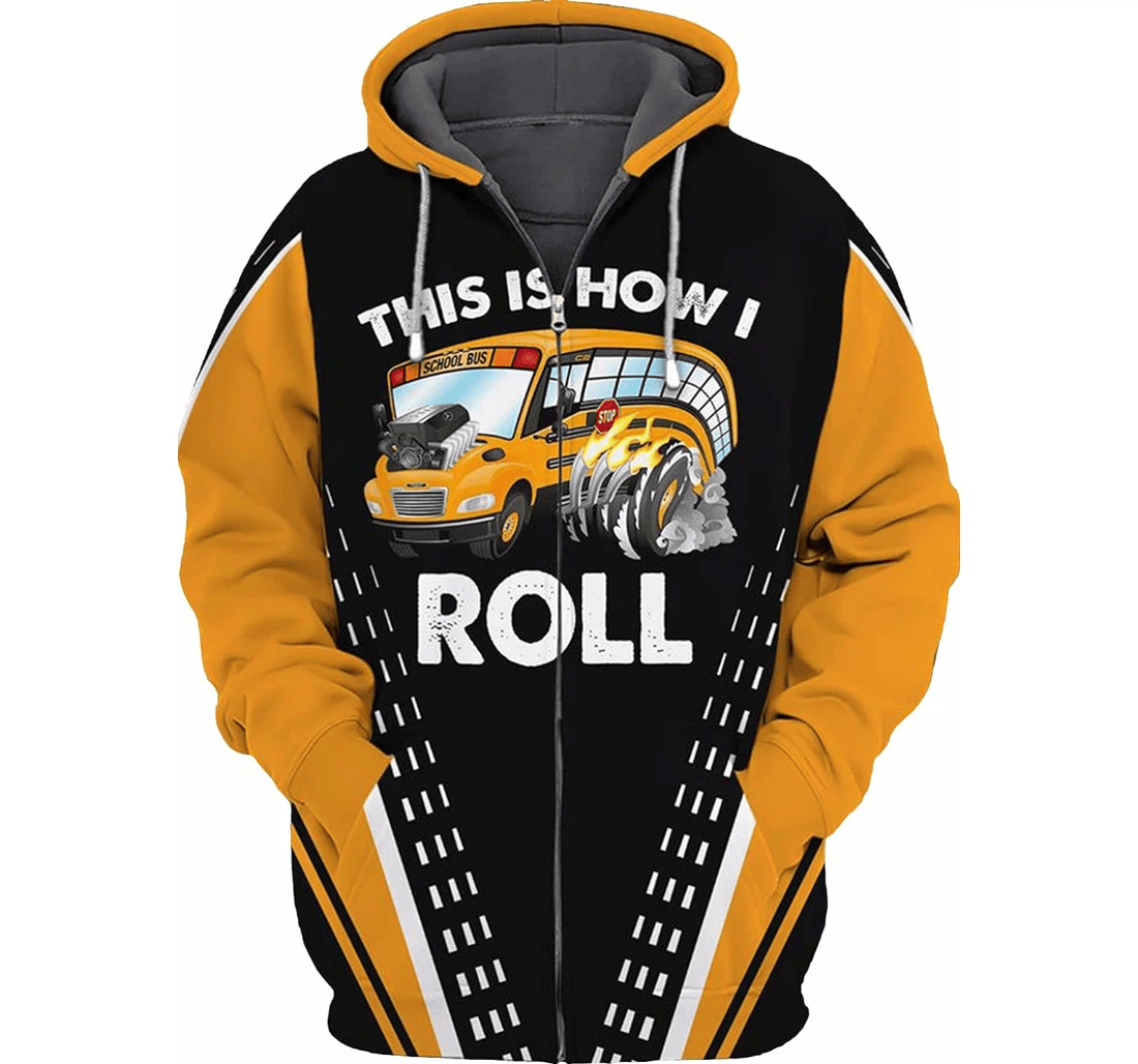 Personalized School Bus This Is How I Roll Hawaiian - 3D Printed Pullover Hoodie