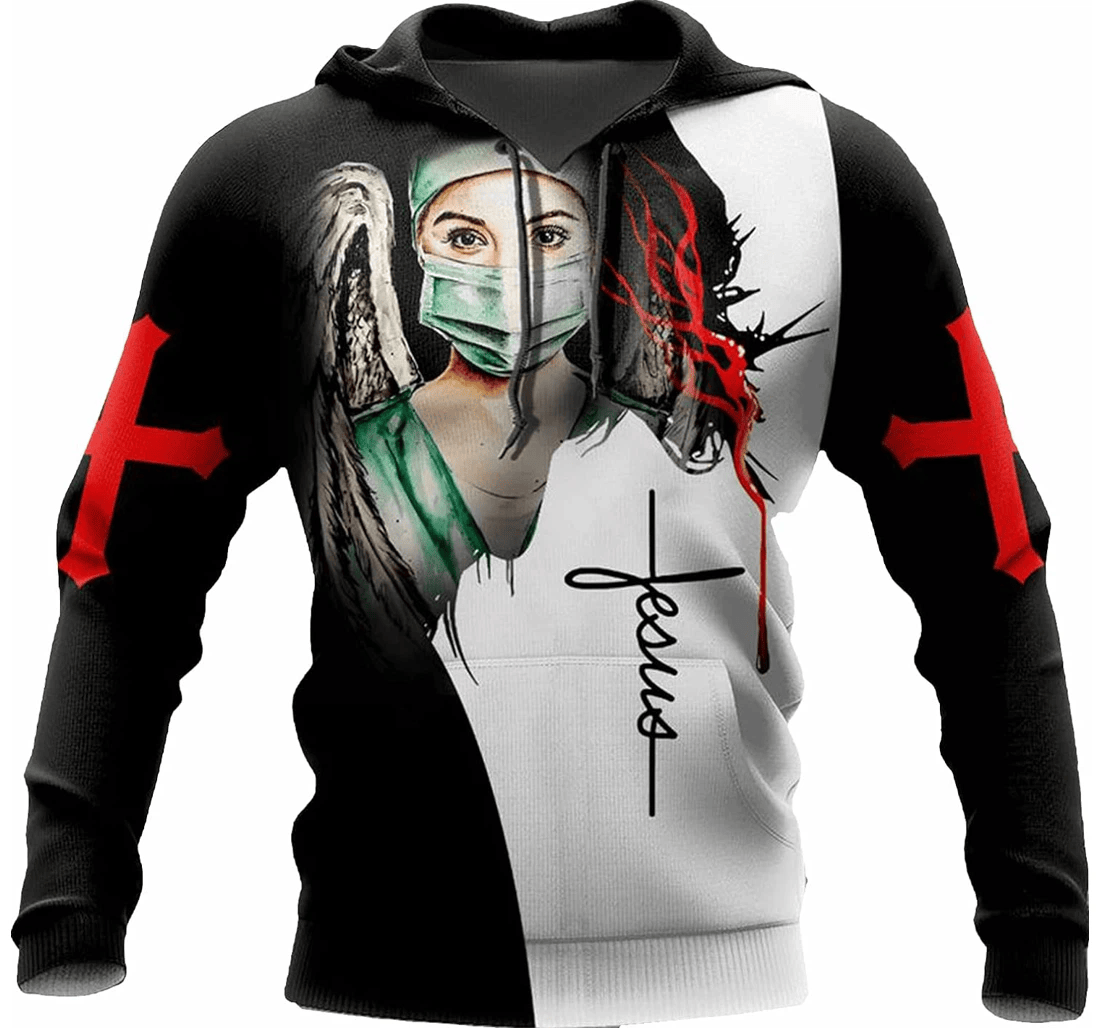 Personalized Jesus Nurse Saved My Life Blessed By God Spoiled Hawaiian - 3D Printed Pullover Hoodie