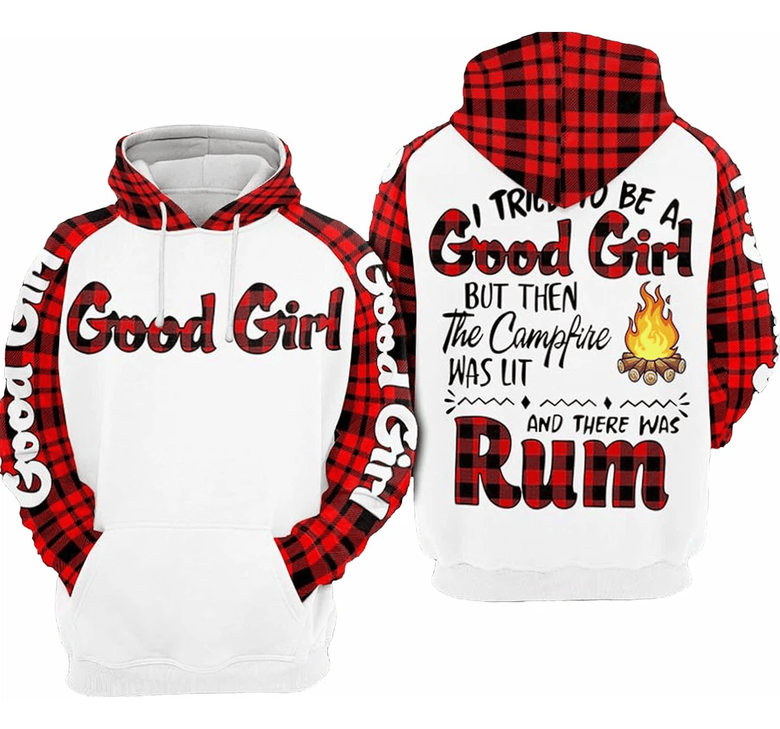 Personalized Name Rum I Tried To Be A Good Girl Hawaiian - 3D Printed Pullover Hoodie