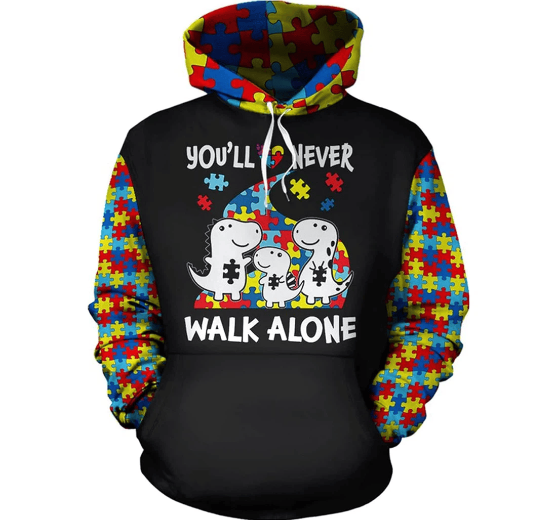 Personalized Autism Awareness You'll Never Walk Alone Hawaiian - 3D Printed Pullover Hoodie