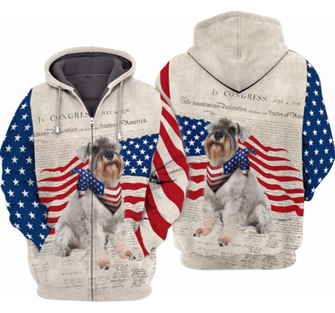 Personalized Patriotic Schnauzer American Flag Hawaiian - 3D Printed Pullover Hoodie