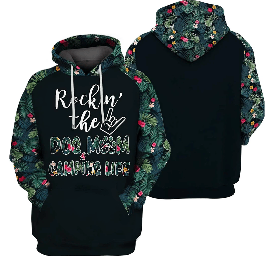 Personalized Camping Life Rockin’ The Dog Mom Hawaiian - 3D Printed Pullover Hoodie