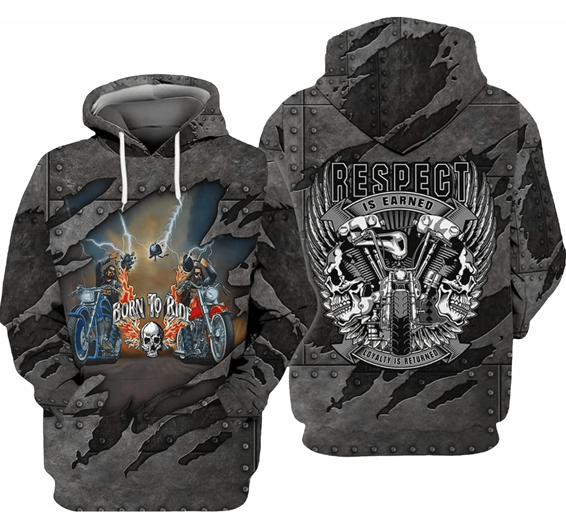 Personalized Biker Born To Ride Respect Is Earned Hawaiian - 3D Printed Pullover Hoodie