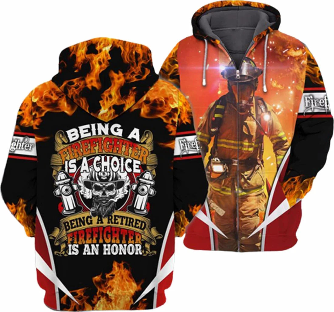 Personalized Retired Firefighter Is A Choice Being A Retired Hawaiian - 3D Printed Pullover Hoodie