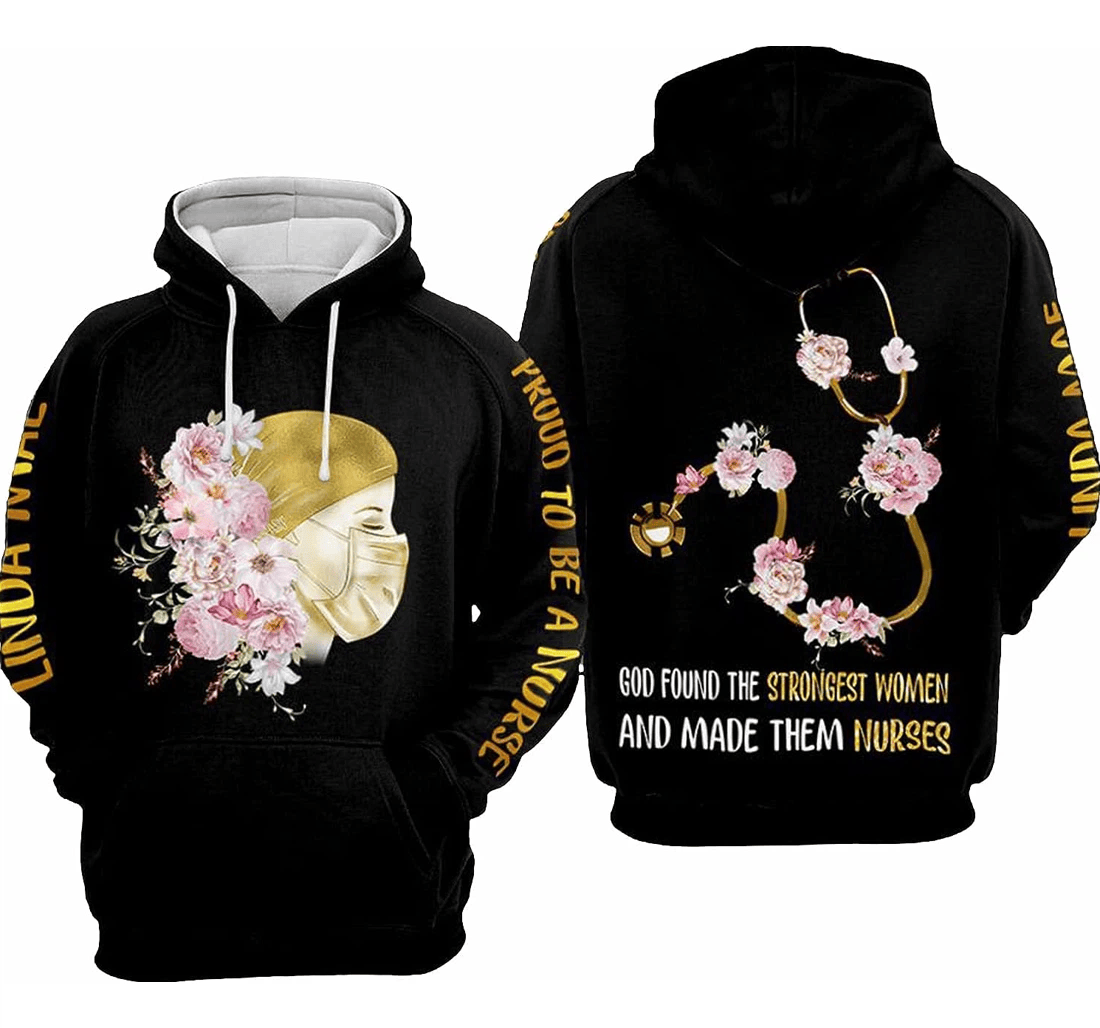 Personalized Name Nurse God Found The Strongest Made Them Nurse Hawaiian - 3D Printed Pullover Hoodie