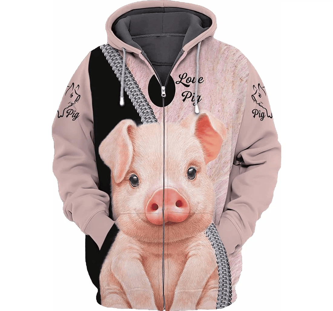 Personalized Pig Pink I Just Freaking Love Pigs Hawaiian - 3D Printed Pullover Hoodie