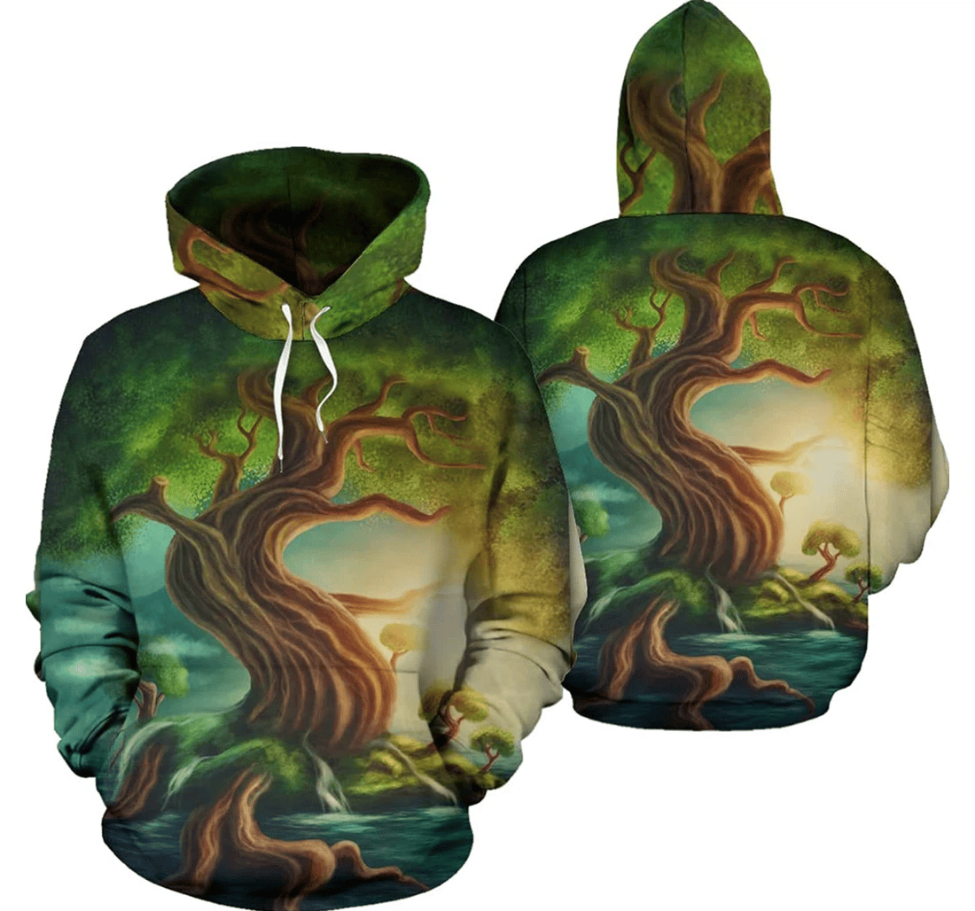 Personalized World Tree Green Hawaiian - 3D Printed Pullover Hoodie