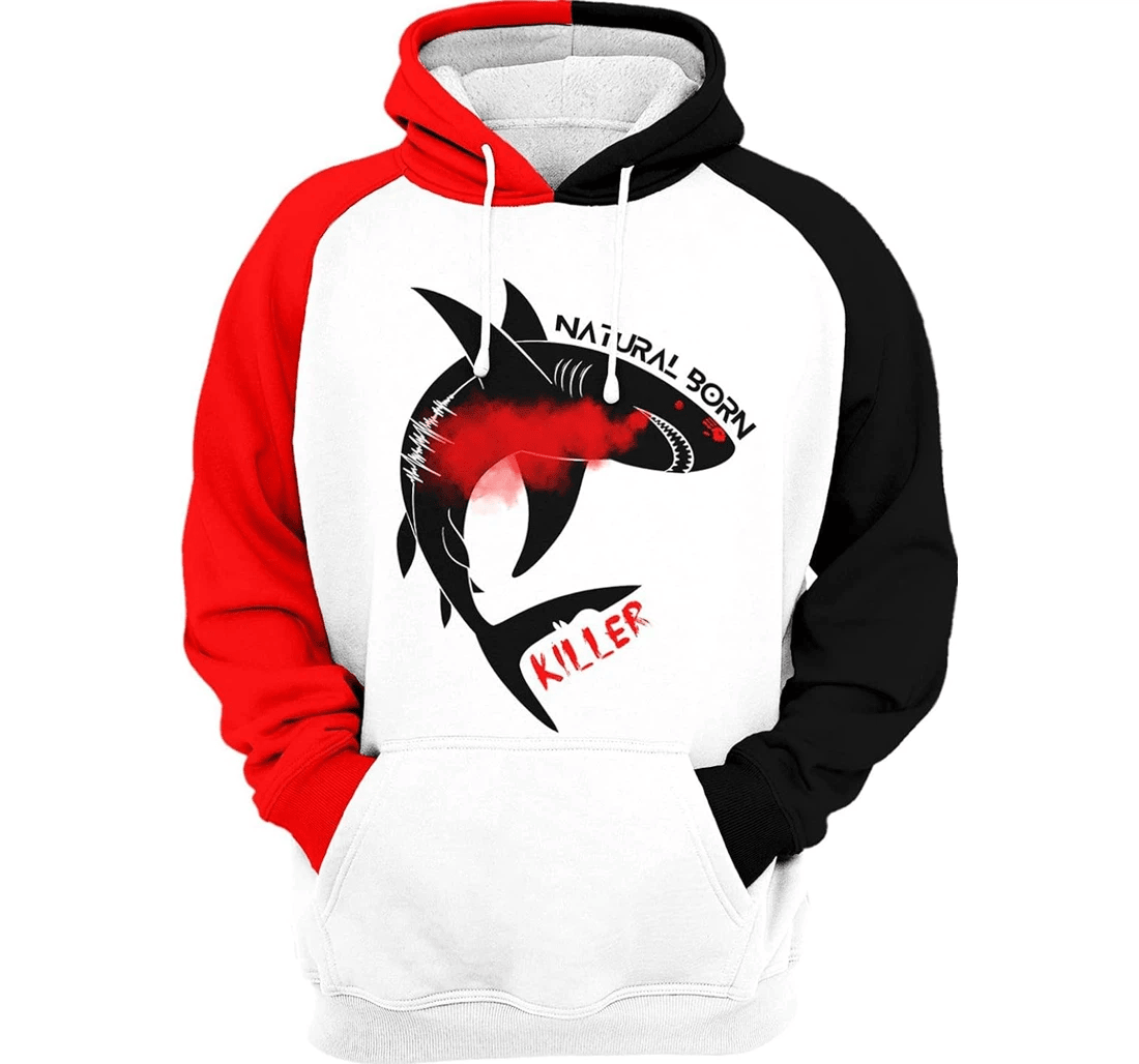 Personalized Shark Natural Born Killer Red Hawaiian - 3D Printed Pullover Hoodie