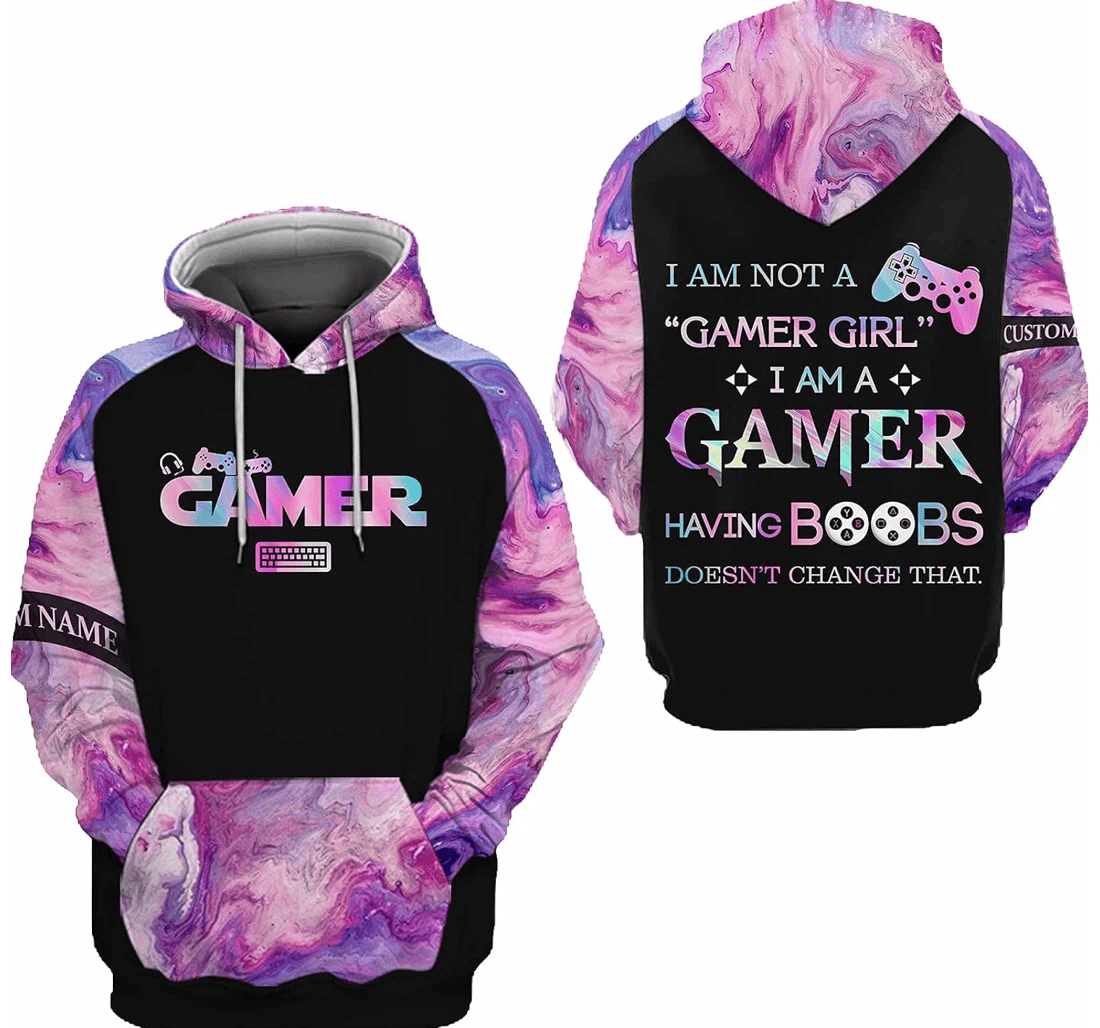 Personalized Name Game I Am Not A Gamer Girl I Am A Gamer Hawaiian - 3D Printed Pullover Hoodie