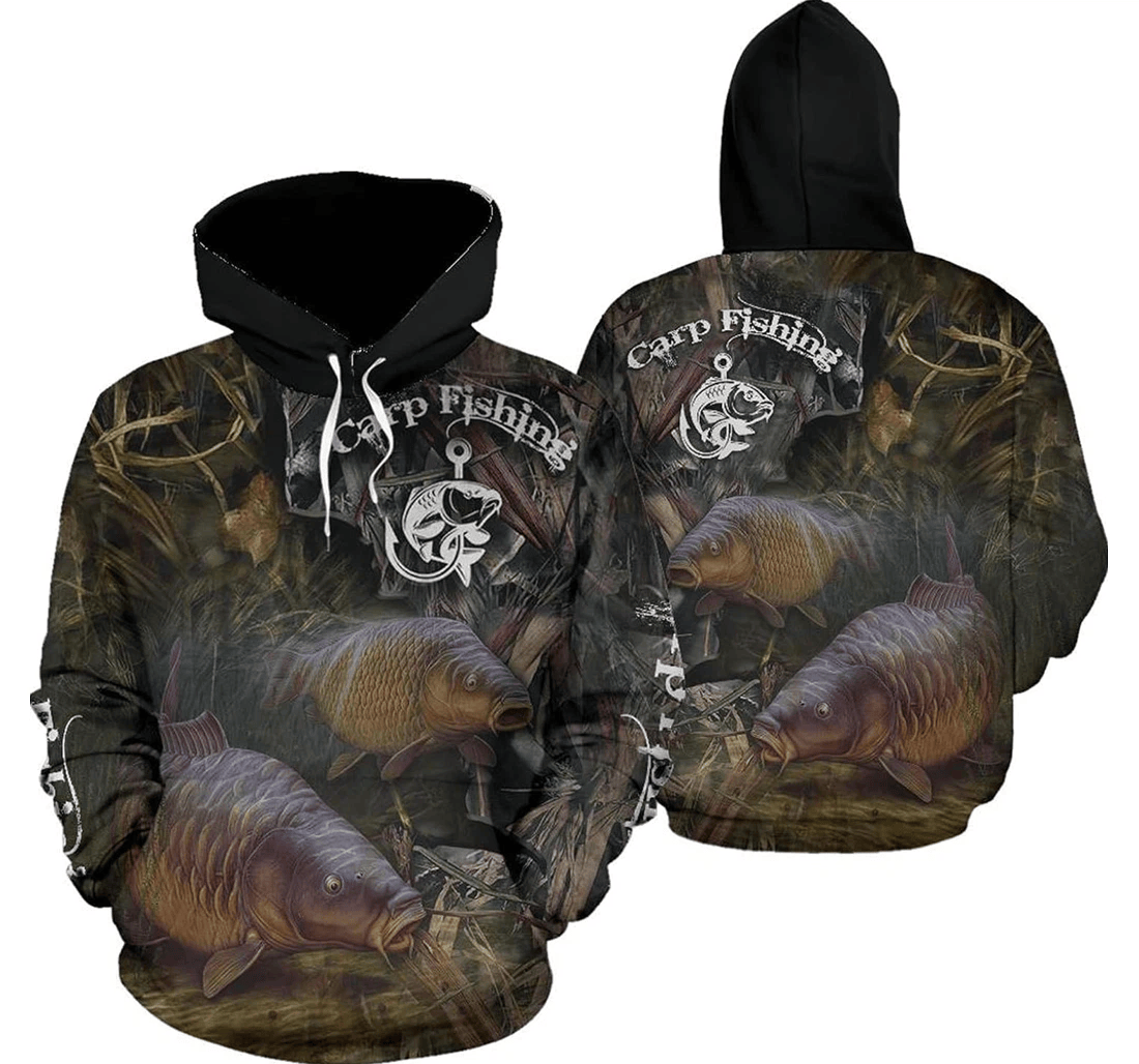 Personalized Fishing Camouflage Fisherman Carp Hawaiian - 3D Printed Pullover Hoodie