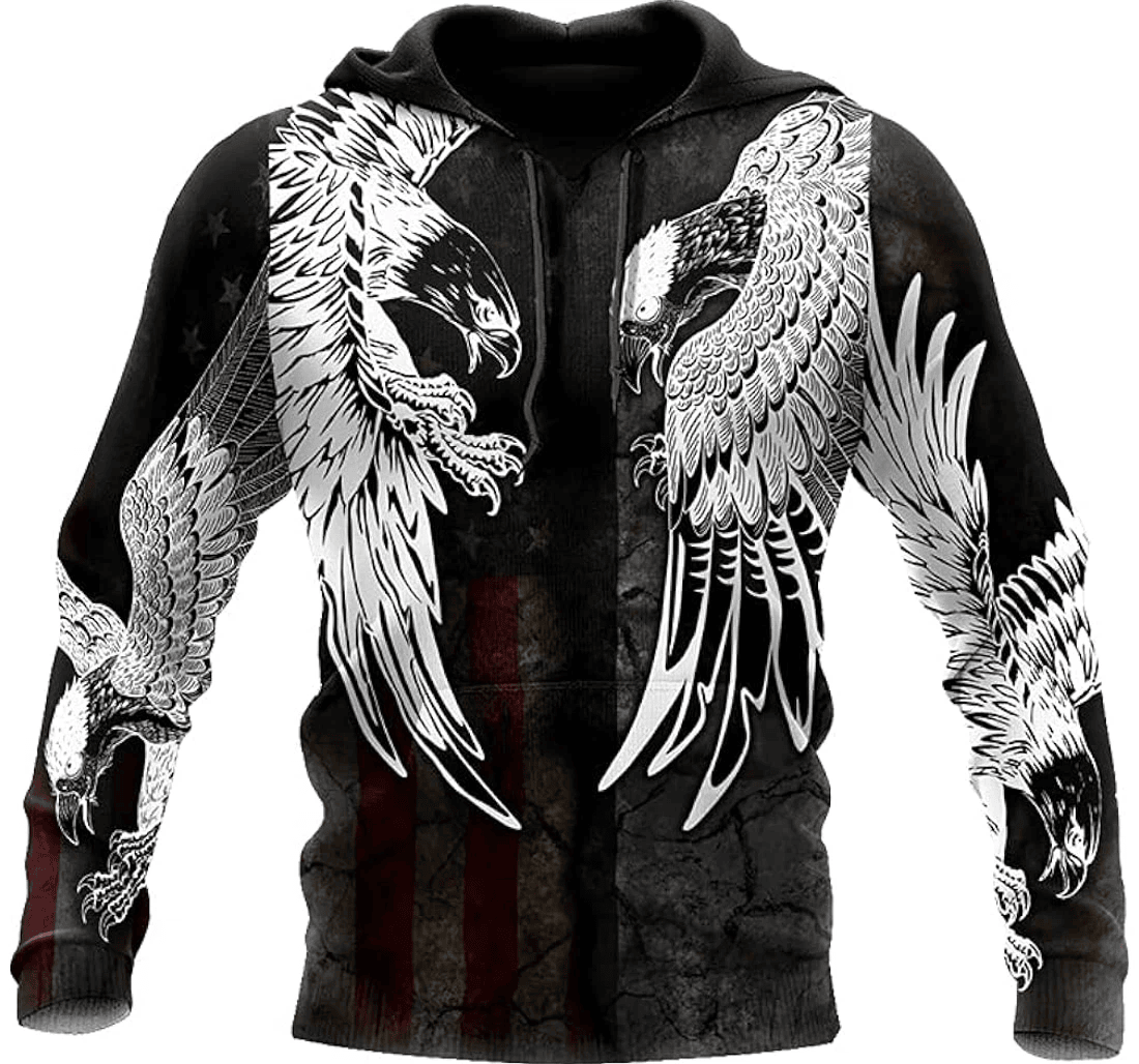 Personalized Mexico American Native Eagle Tattoo Style Independence Day Hawaiian - 3D Printed Pullover Hoodie