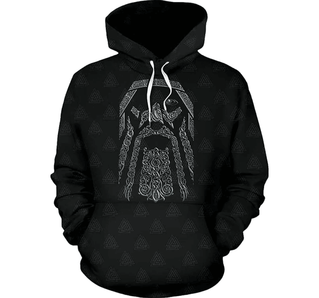 Personalized Viking Valhalla Odin Old Runes Hawaiian - 3D Printed Pullover Hoodie