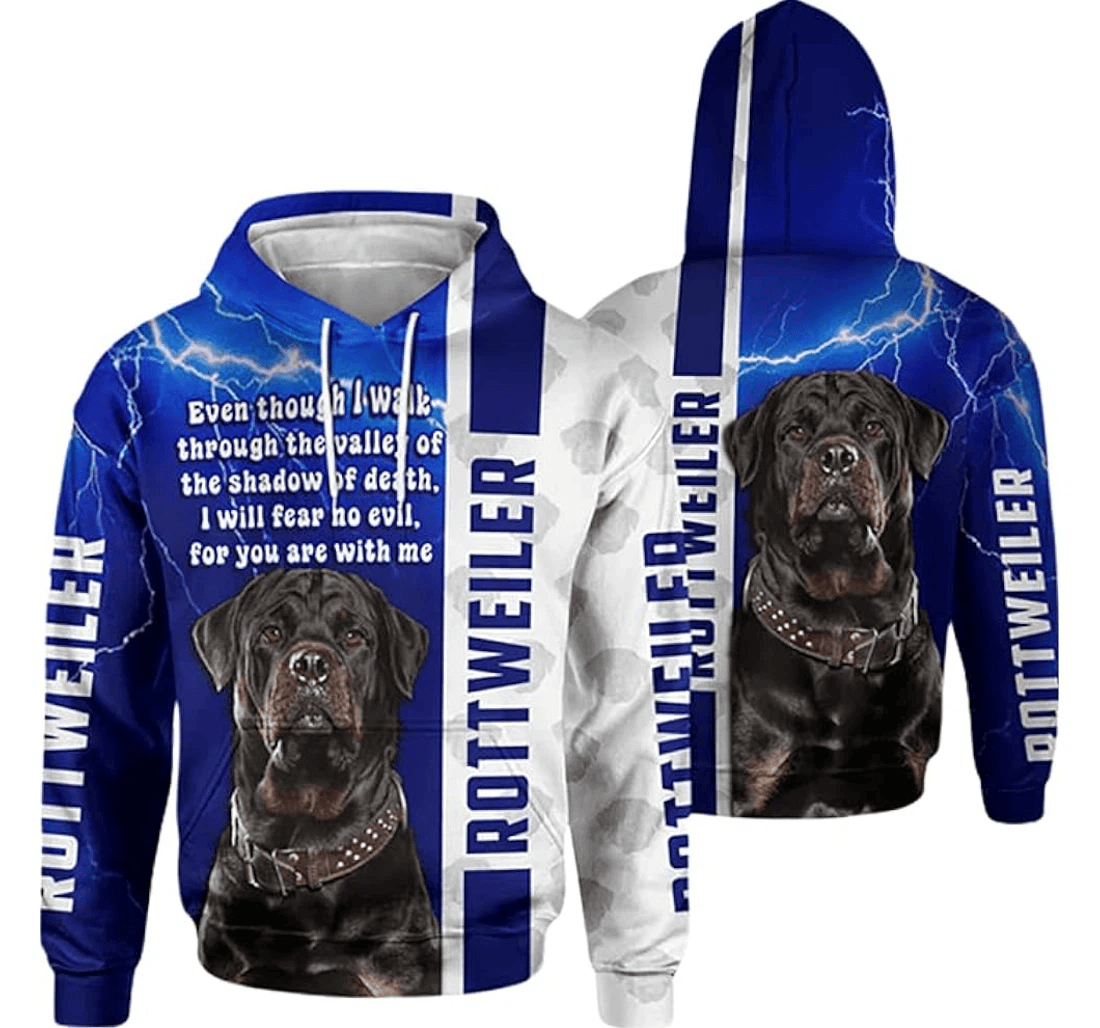 Personalized Rottweiler I Will No Fear No Devil The Shadow Of Death Dog Lover Hawaiian - 3D Printed Pullover Hoodie