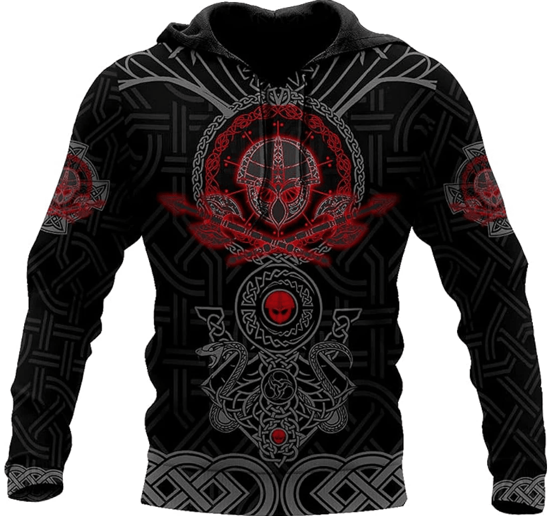 Personalized Viking Warrior Lover Runic Compass Tatoo Style Hawaiian - 3D Printed Pullover Hoodie