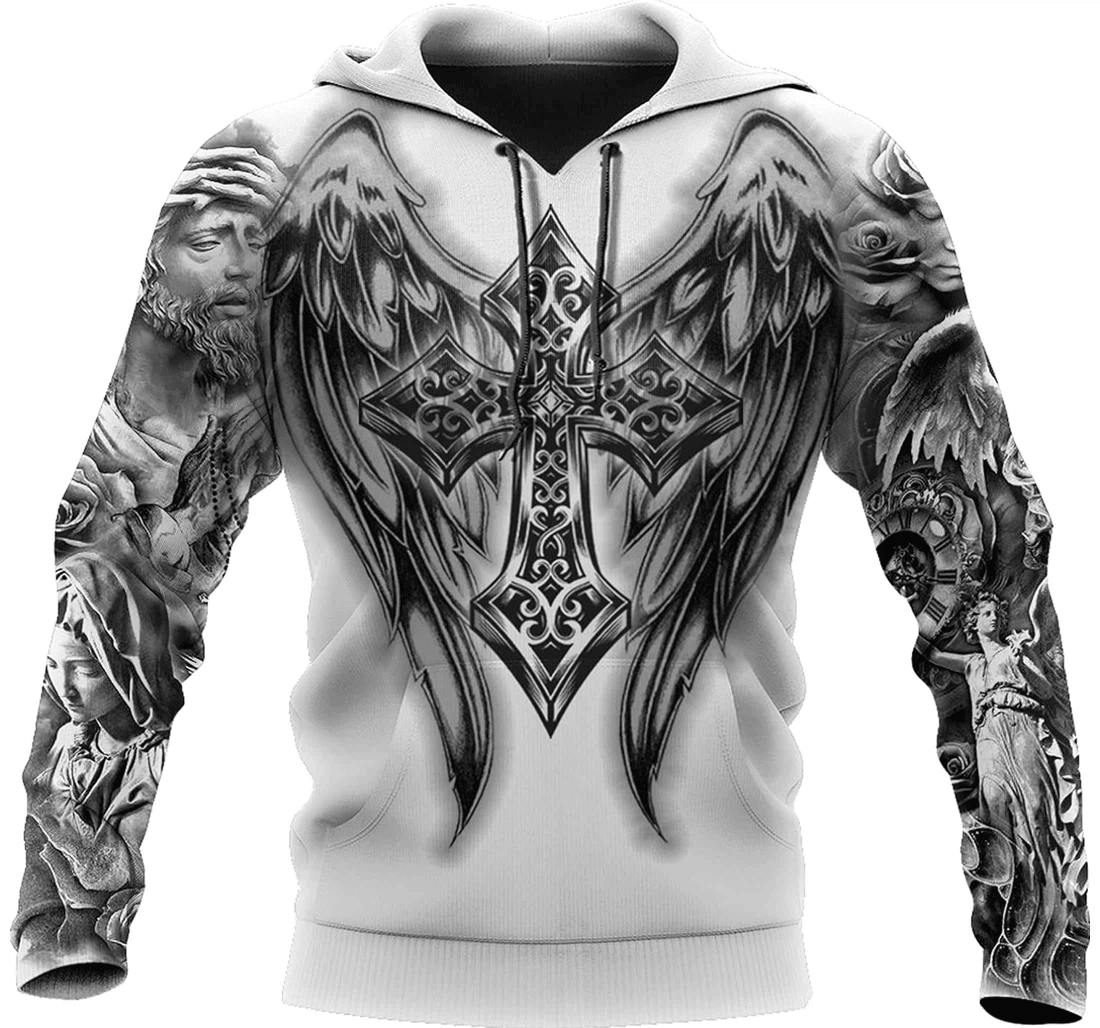 Personalized Jesus Premium Christian Blessed By God Spoiled Angel Wings Hawaiian - 3D Printed Pullover Hoodie