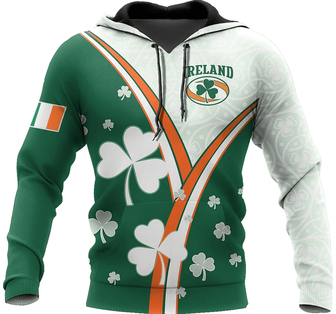 Personalized Irish St Patrick Day Ireland Green Shamrock Hawaiian - 3D Printed Pullover Hoodie