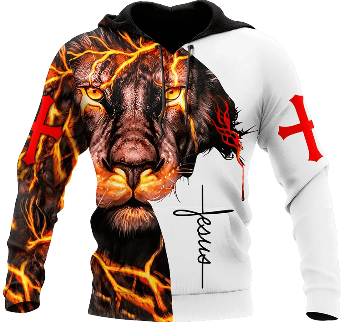 Personalized Jesus Premium Christian Lion Be Strong Hawaiian - 3D Printed Pullover Hoodie