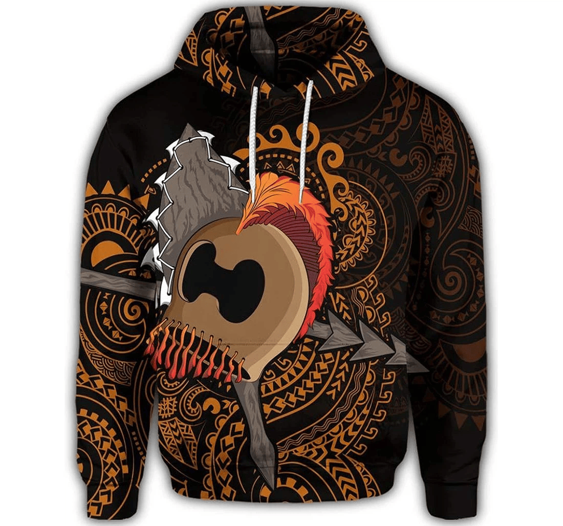 Personalized Hawaiian Warrior Helmet Kanaka Polynesian - 3D Printed Pullover Hoodie