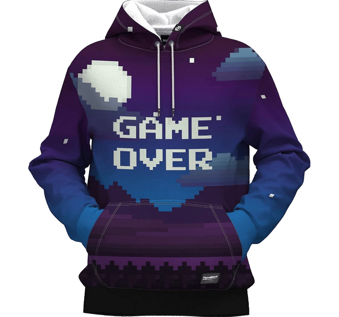 Personalized Pixel Game Over Night Game Scene Hawaiian - 3D Printed Pullover Hoodie