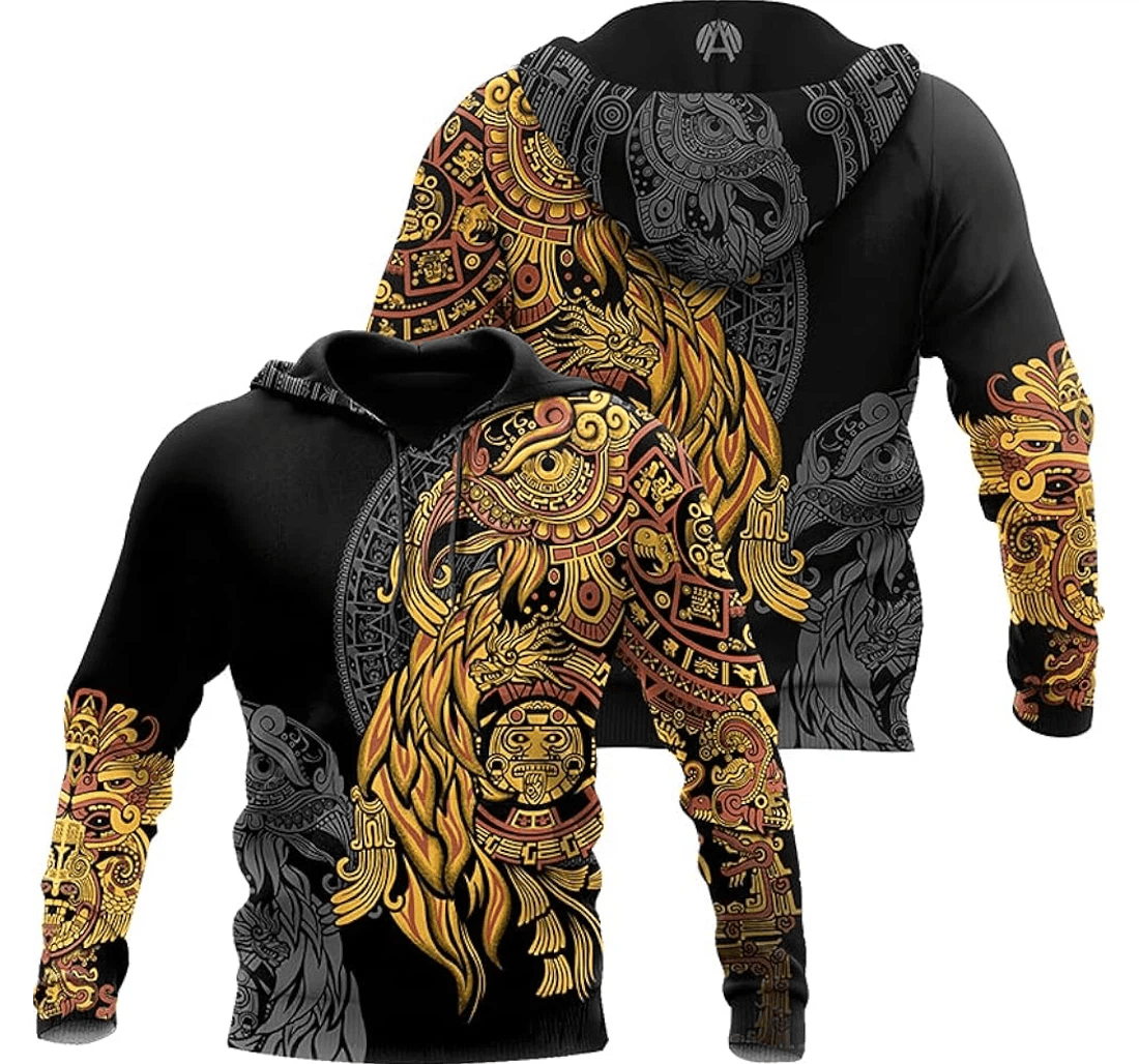 Personalized Aztec Mayan Turkey Thanksgiving Gold Tattoo Style Hawaiian - 3D Printed Pullover Hoodie