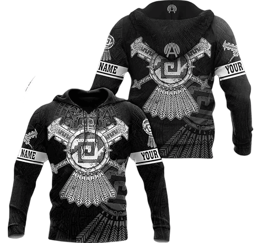 Personalized Custom Name Mexico Aztec Sun Stone Gray Color Hawaiian - 3D Printed Pullover Hoodie