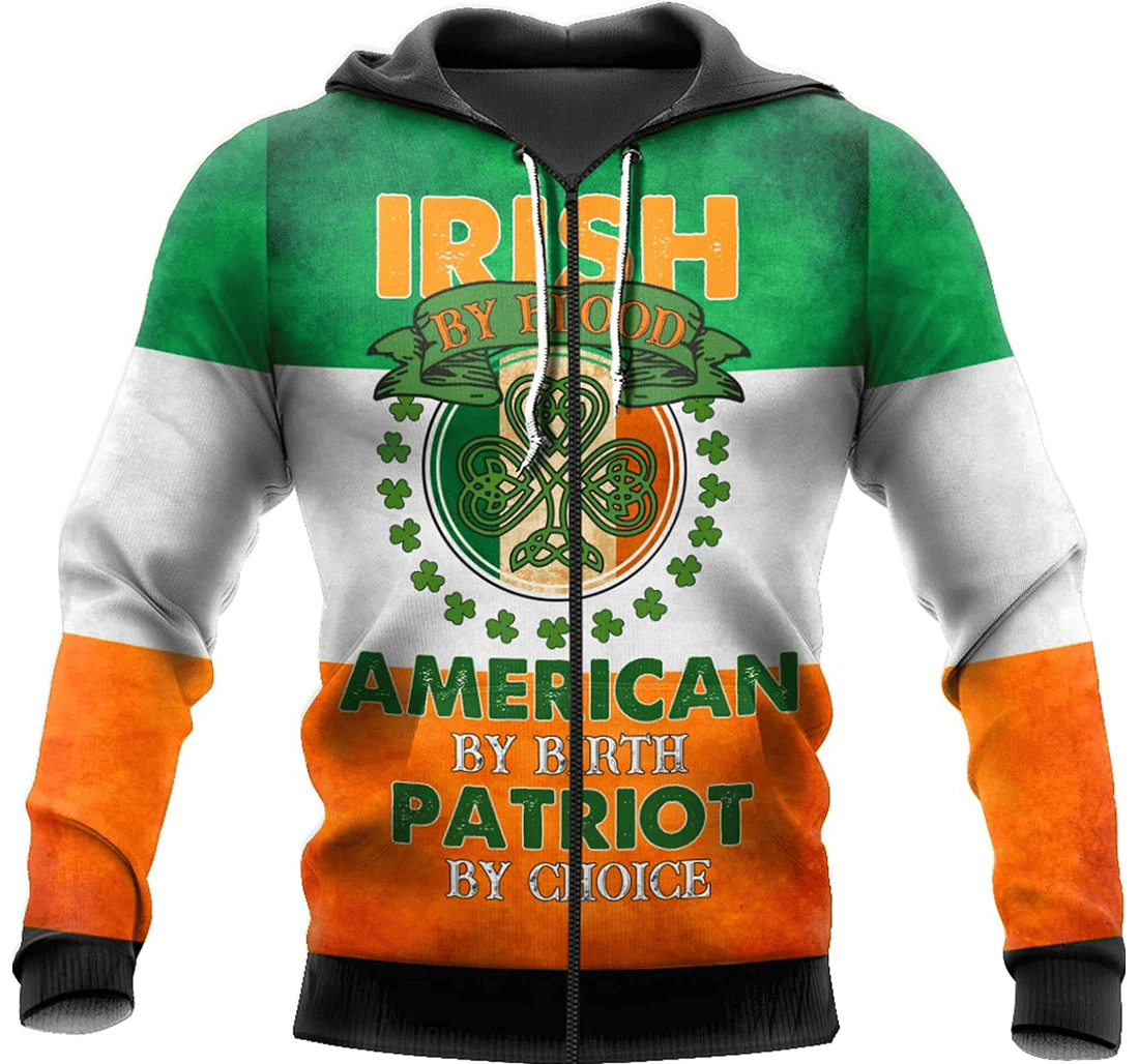 Personalized Irish St Patrick Day Be Hlood American Birth Patriot By Choice Green Shamrock Hawaiian - 3D Printed Pullover Hoodie
