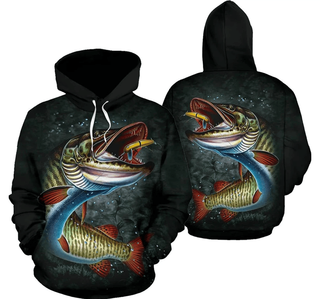 Personalized Fishing Musky Fishing Fishing Camouflage Fisherman Hawaiian - 3D Printed Pullover Hoodie