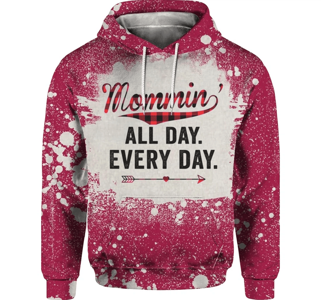 Personalized Mommin All Day Every Day Plum Red Hawaiian - 3D Printed Pullover Hoodie