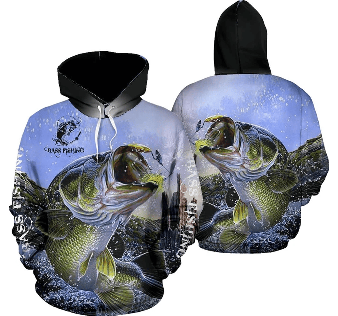 Personalized Fishing The Real Deal Bass Fishing Camouflage Fisherman Hawaiian - 3D Printed Pullover Hoodie
