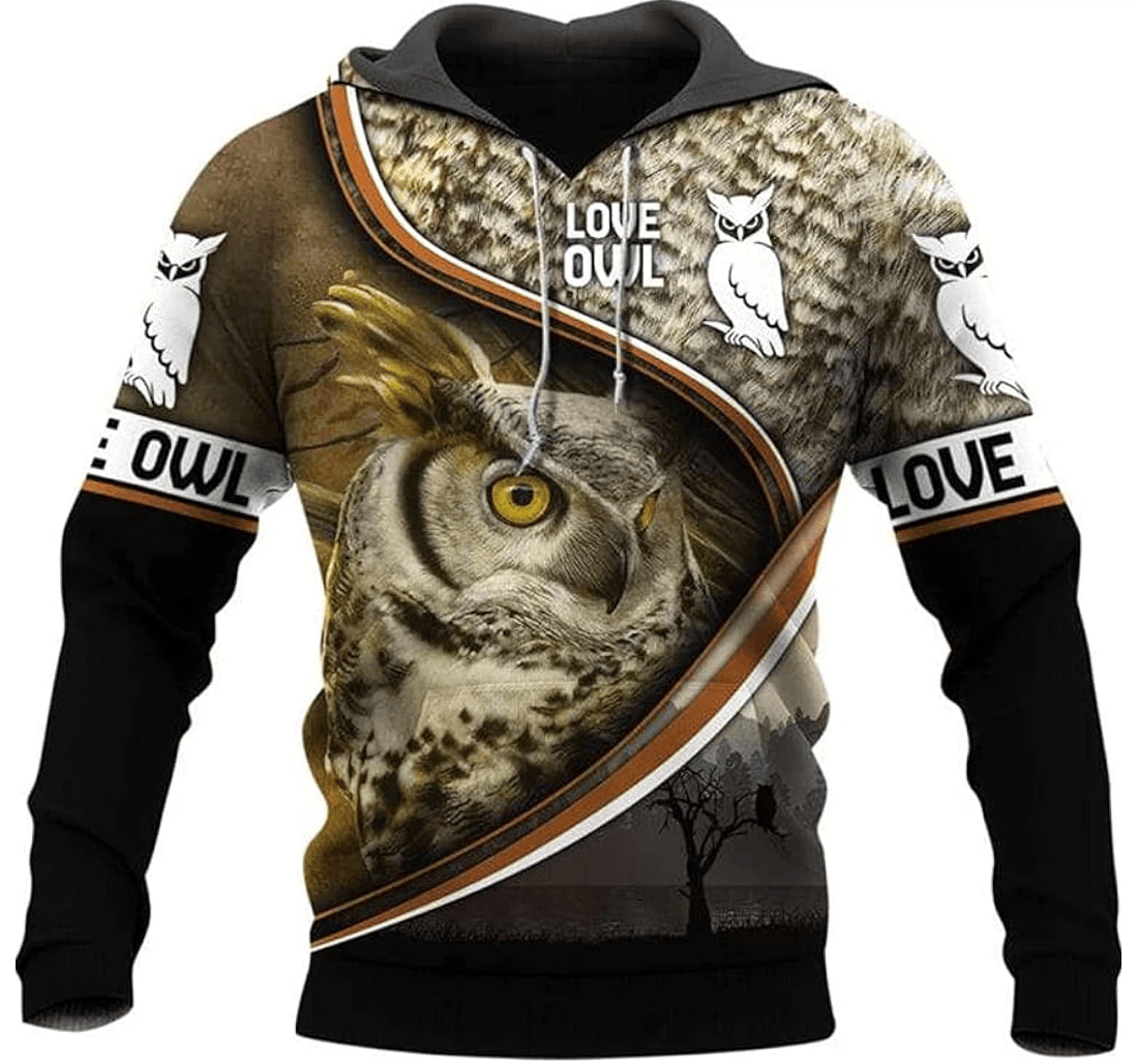 Personalized Beautiful Owl Eyes Camou Wild Life Style Lover Hawaiian - 3D Printed Pullover Hoodie