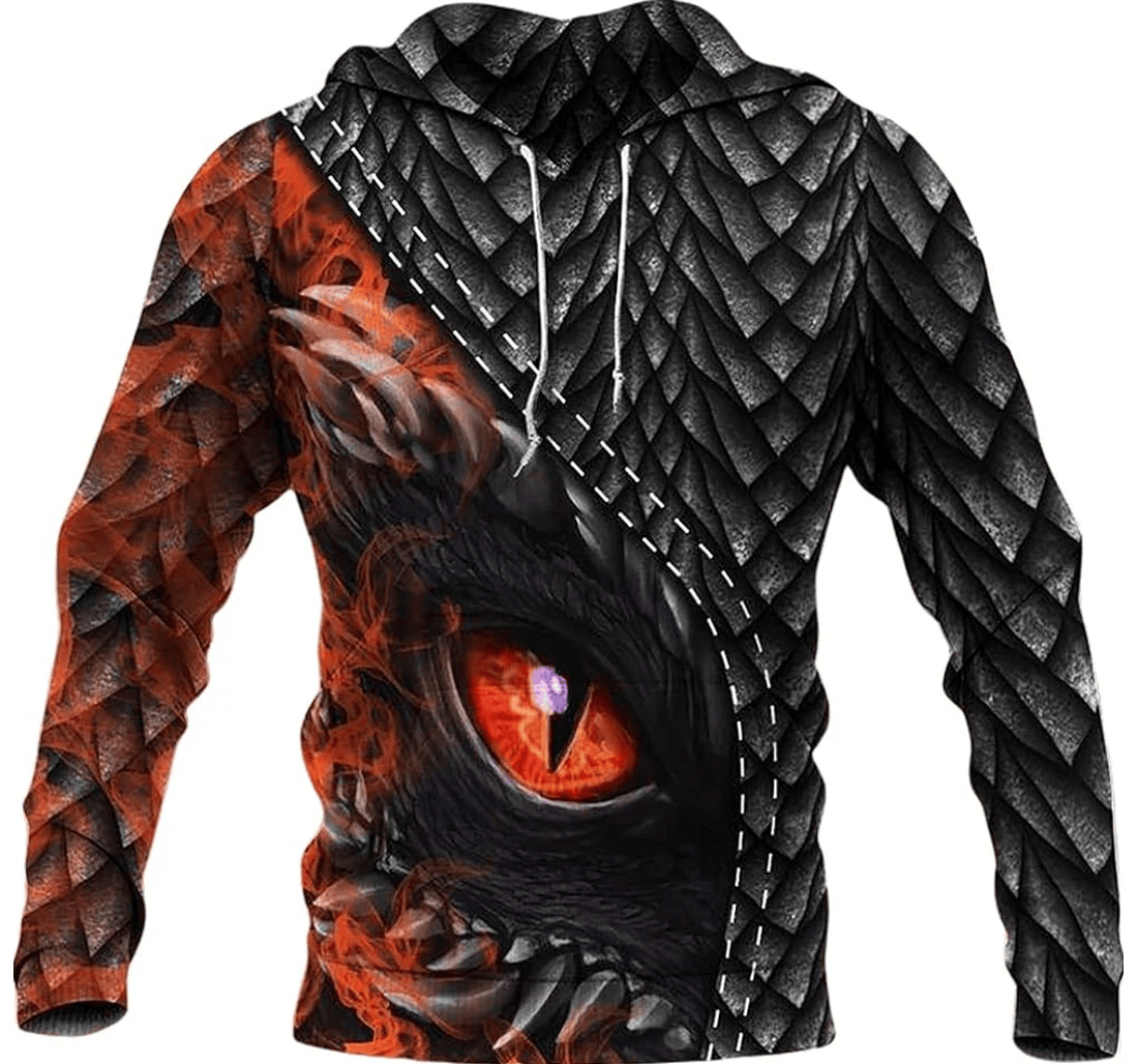 Personalized Dragon Red Eyes Scales Lover Hawaiian - 3D Printed Pullover Hoodie