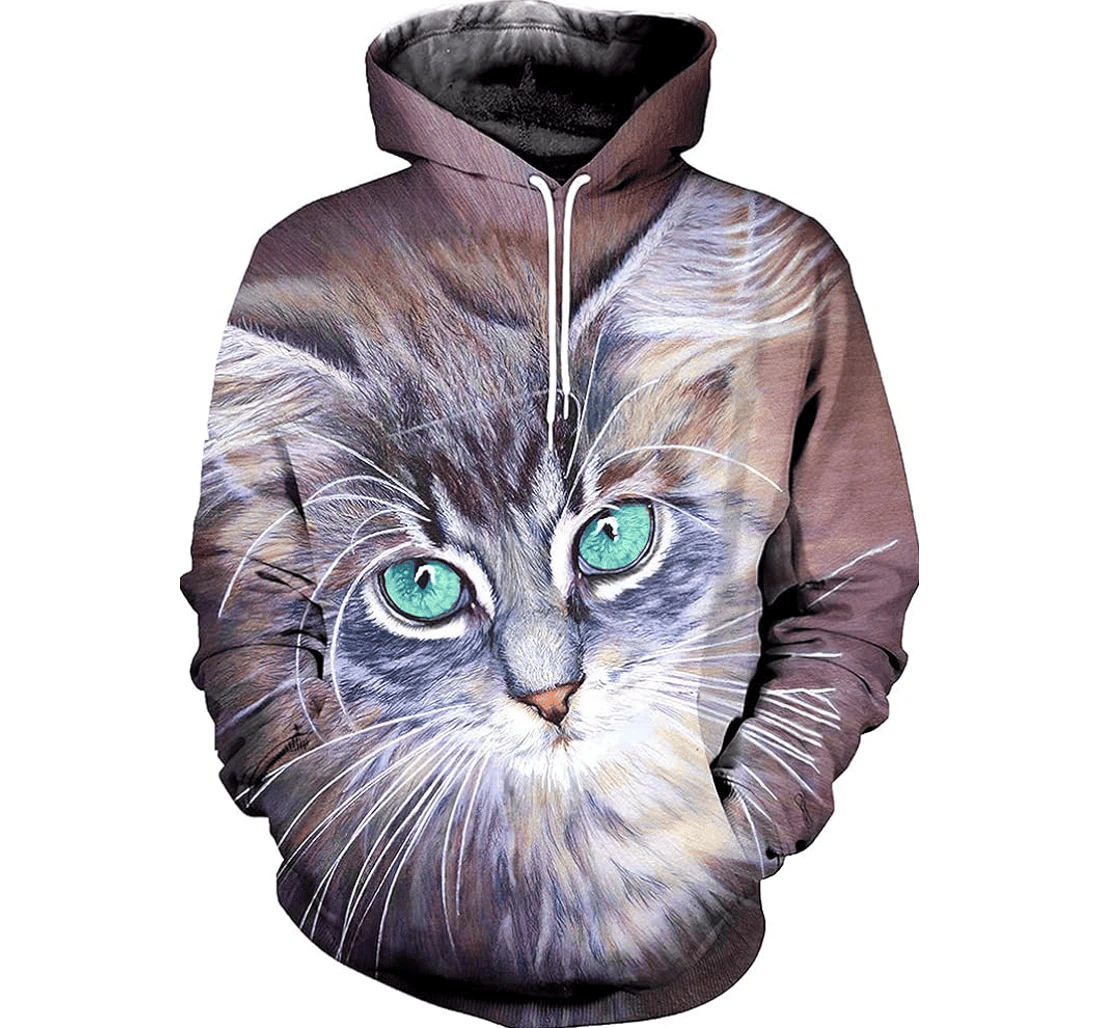 Personalized Cat Face Style Lover Hawaiian - 3D Printed Pullover Hoodie