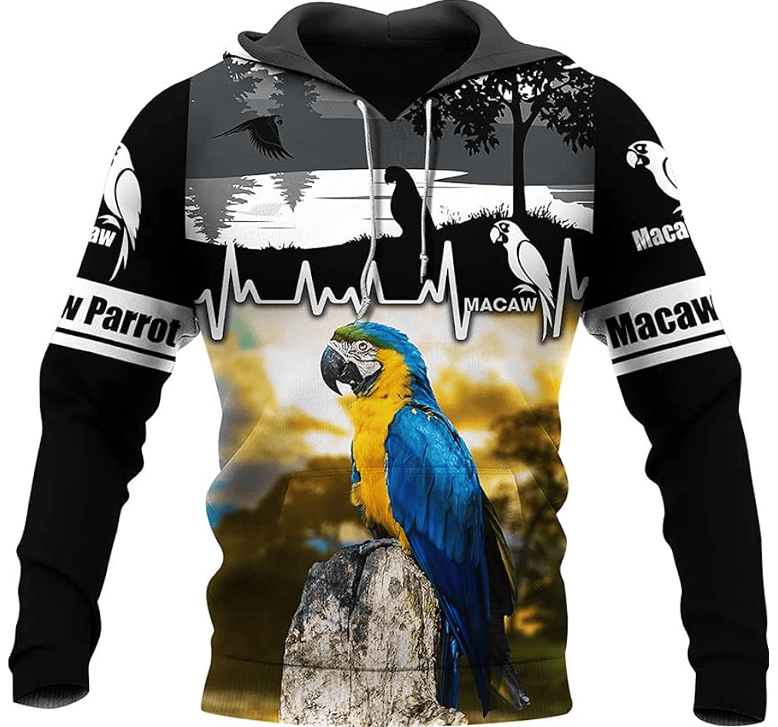 Personalized Love Macaw Parrot Blue Parrot Color Wild Life Lover Hawaiian - 3D Printed Pullover Hoodie