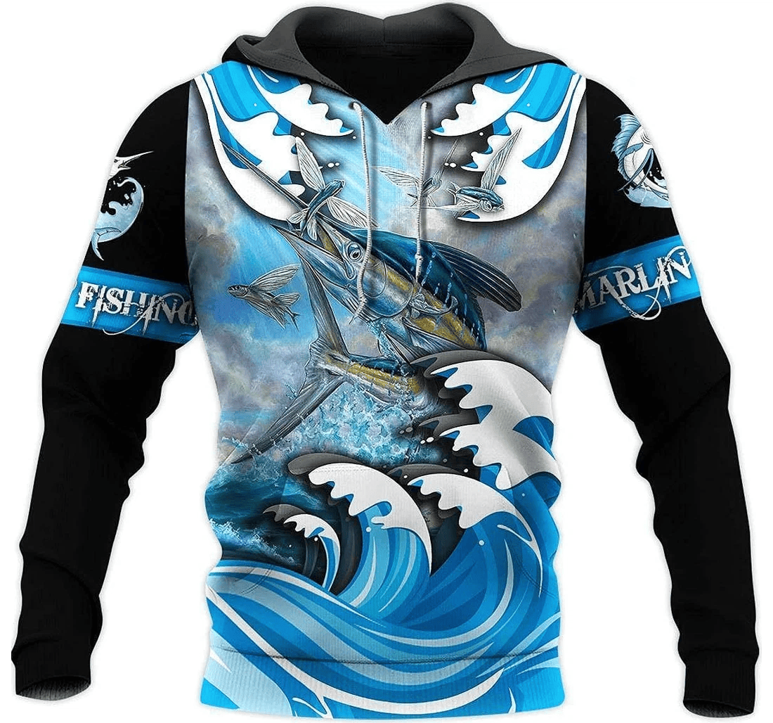 Personalized Marlin Fishing - 3D Printed Pullover Hoodie