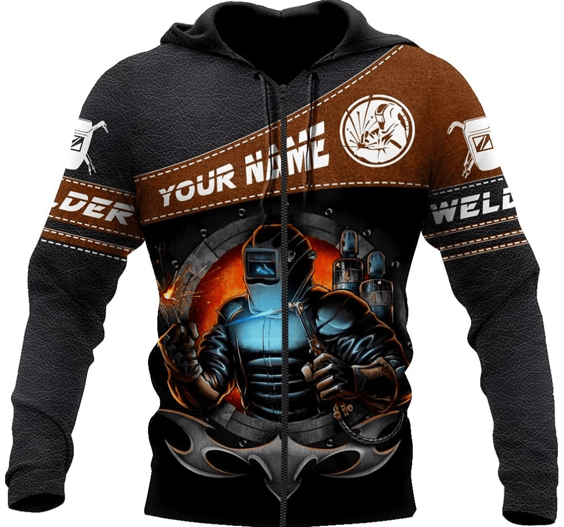 Personalized Welder Leather Texture Welding T - 3D Printed Pullover Hoodie