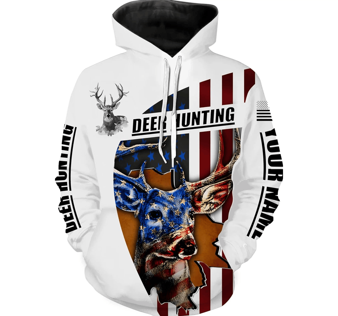 Personalized Name American Deer Hunting Custom Name - 3D Printed Pullover Hoodie