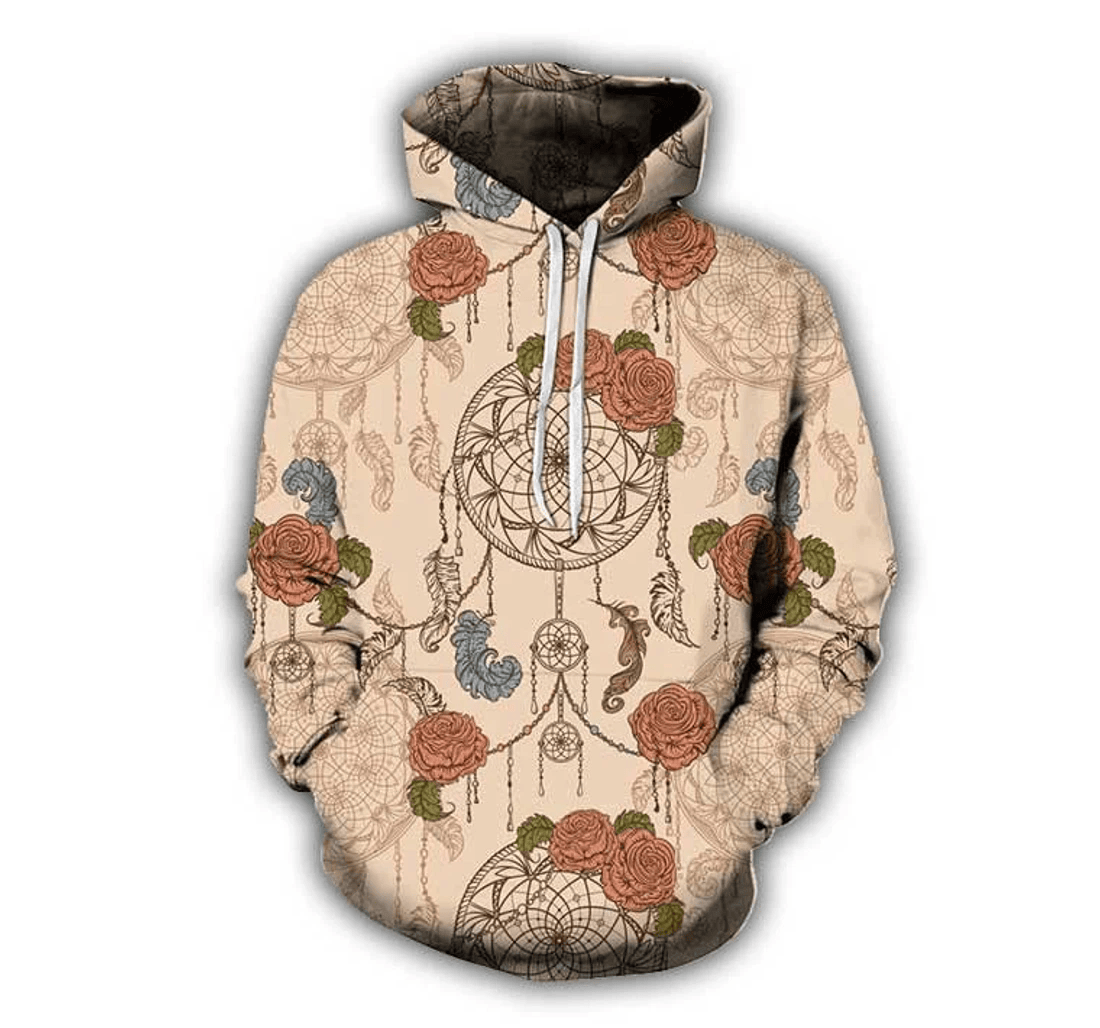 Personalized Rose Dreamcatcher Native American Colorful Pattern Native Lovers - 3D Printed Pullover Hoodie