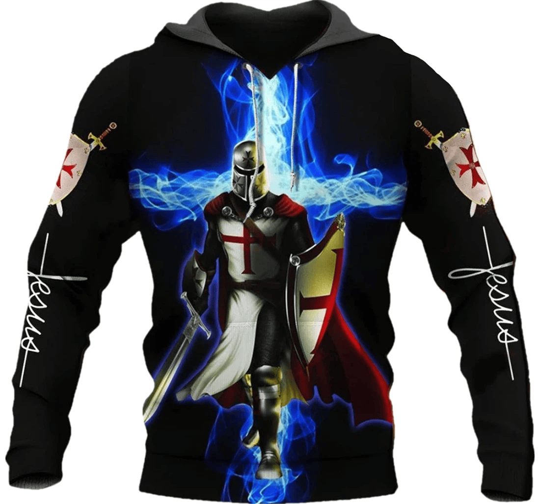 Personalized Knight Templar Knight Cross Warrior Of God Jesus Christian Religion - 3D Printed Pullover Hoodie