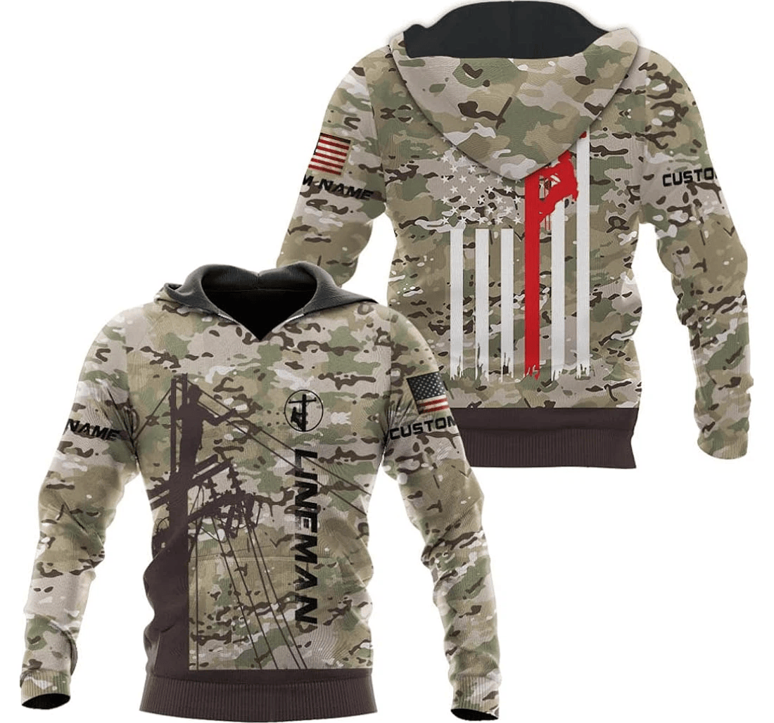 Personalized Lineman - 3D Printed Pullover Hoodie