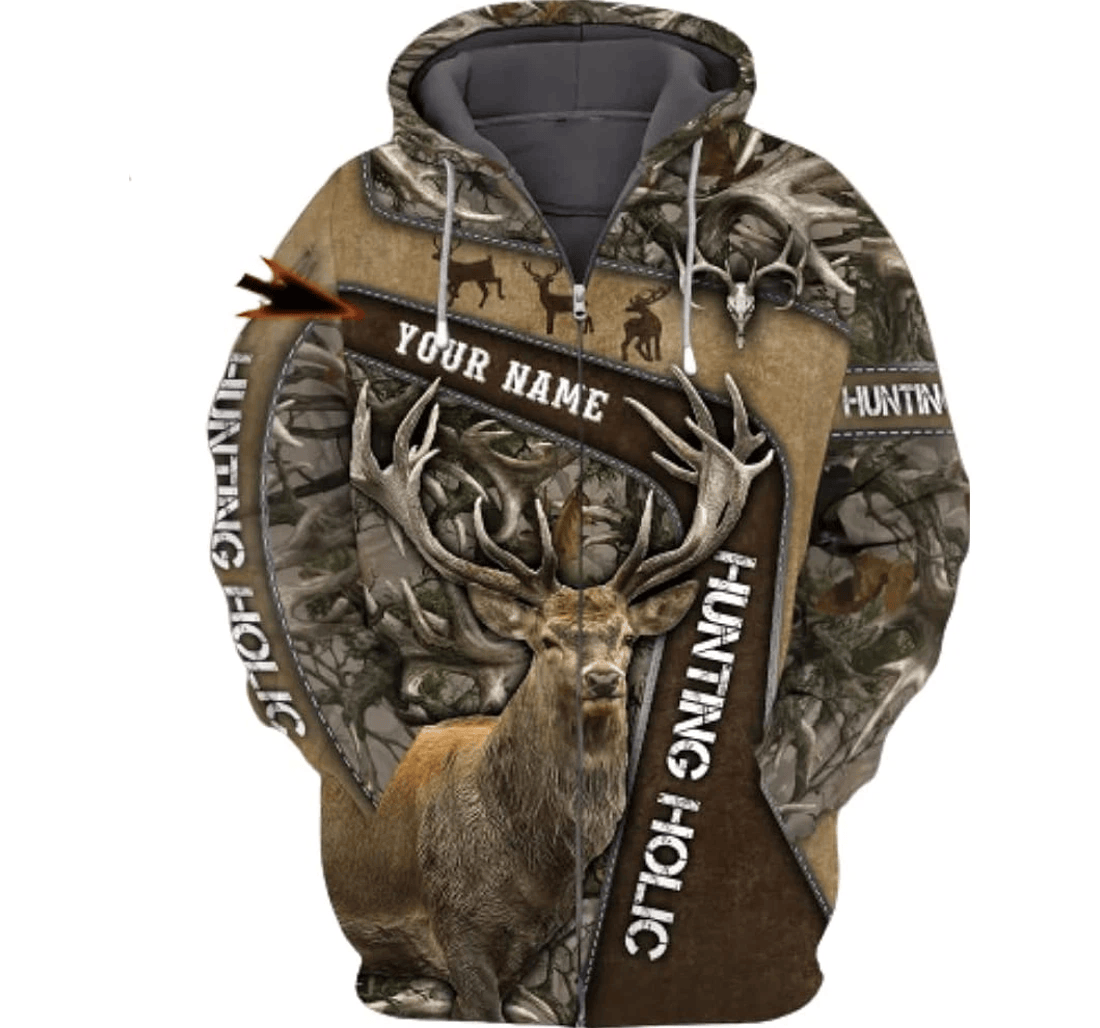 Personalized Name In The Forest Hunting Holic Deer Hunting Aop - 3D Printed Pullover Hoodie