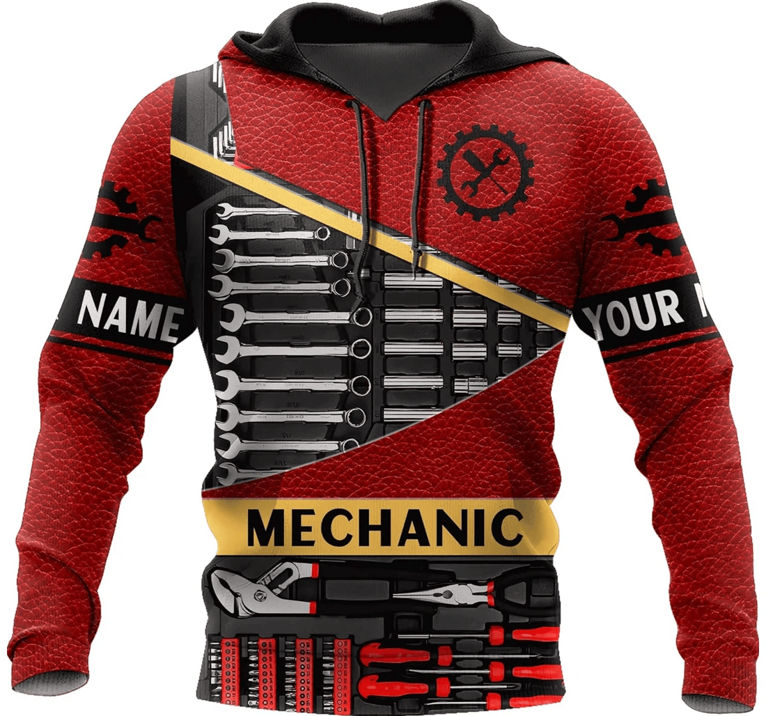 Personalized Leather Mechanic Tools Mechanic Us Family - 3D Printed Pullover Hoodie