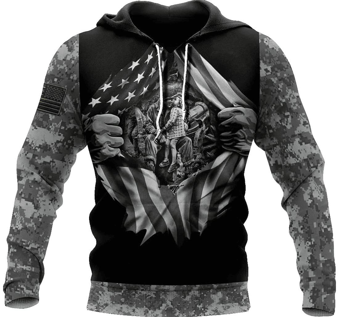 Personalized Veteran Daughter Heroes Camo Veteran Veteran To - 3D Printed Pullover Hoodie