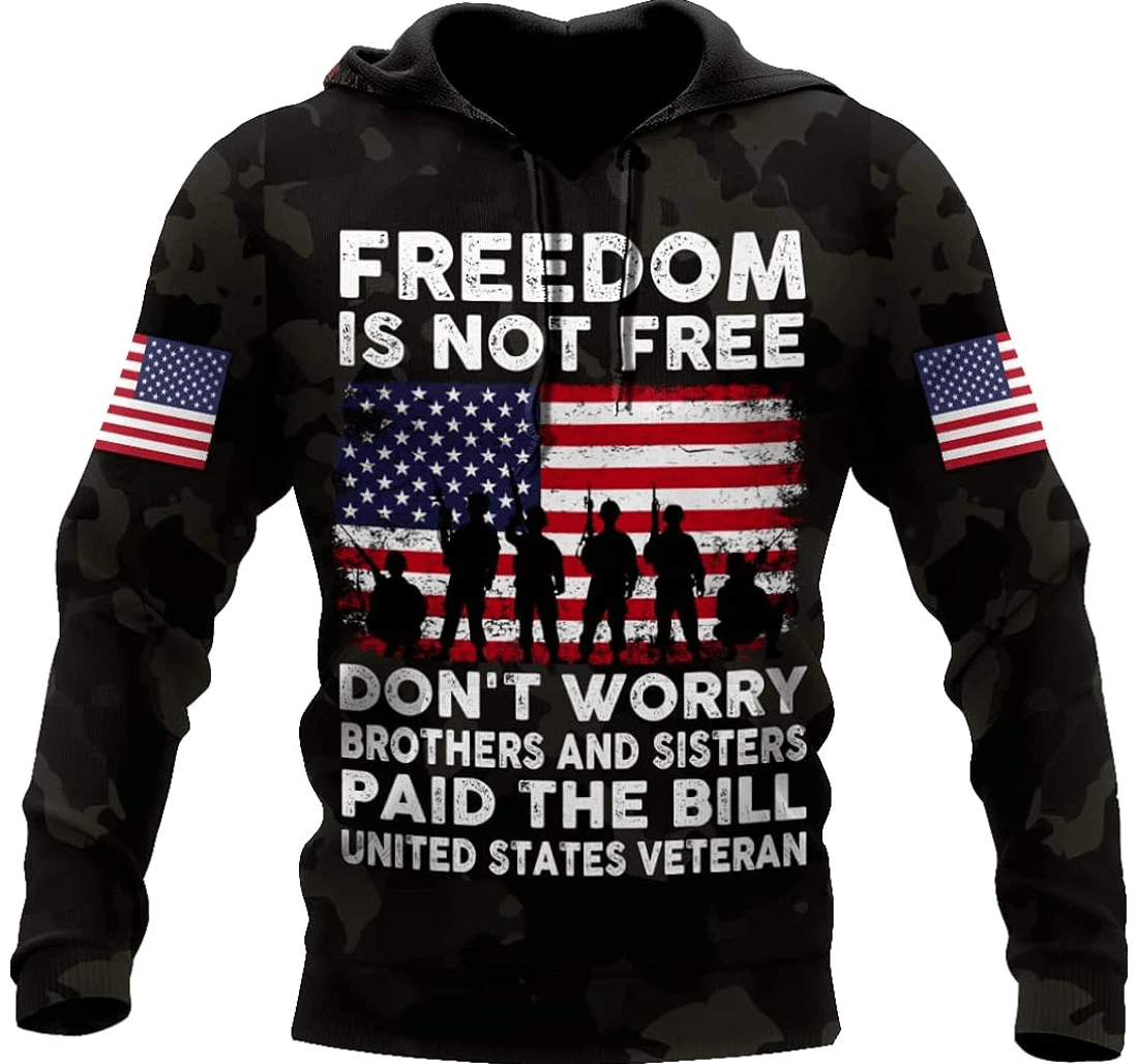 Personalized Veteran Freedom Is Not Free Veteran Veteran To - 3D Printed Pullover Hoodie