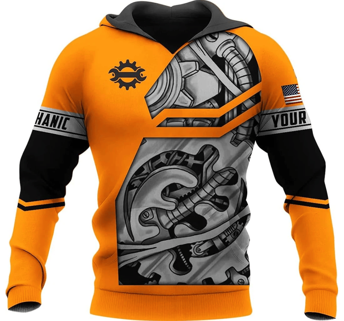 Personalized Orange Mechanic Tools Mechanic Us Family - 3D Printed Pullover Hoodie