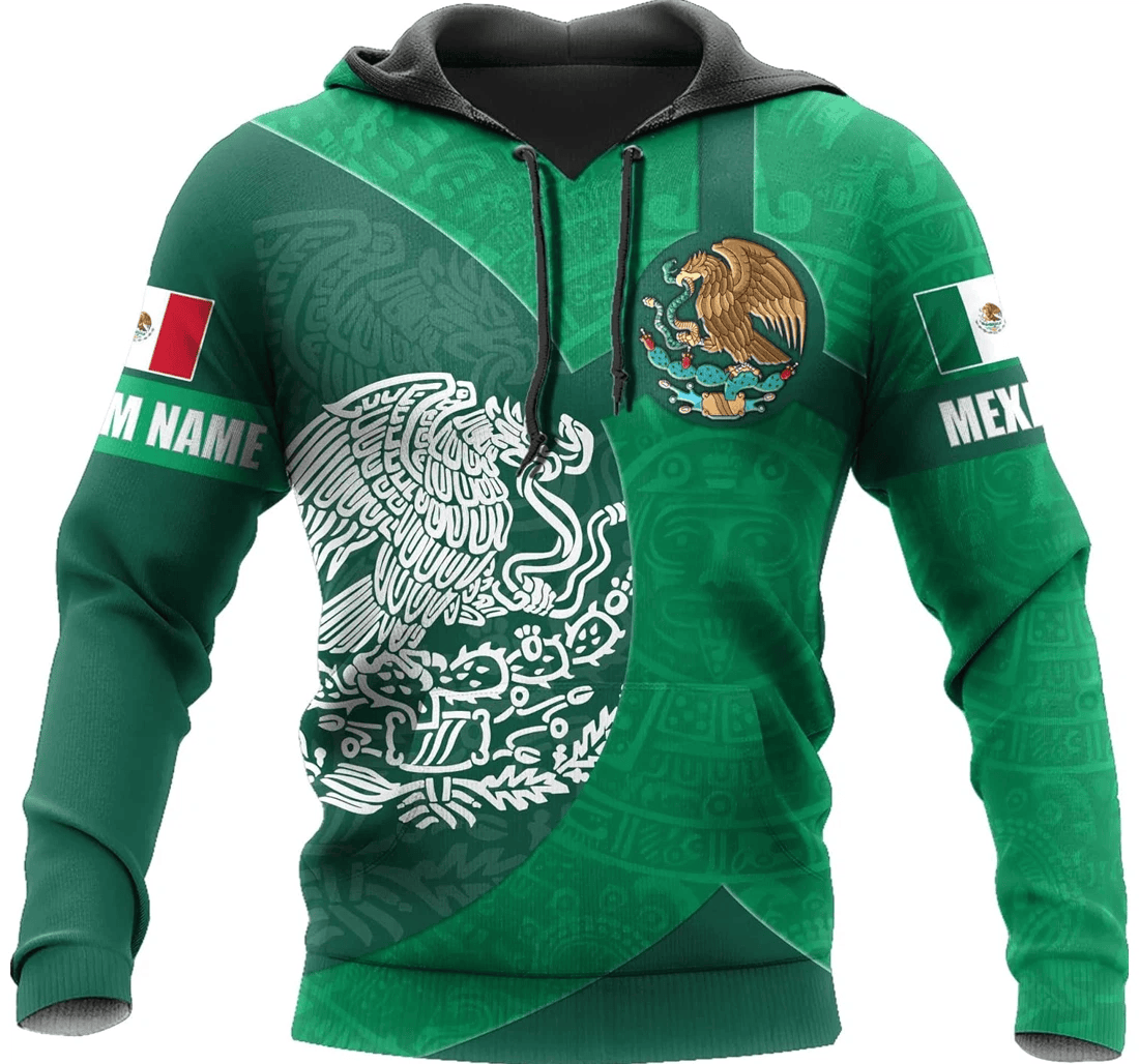 Personalized Aztec Eagle Mexico Mexican Us Family - 3D Printed Pullover Hoodie