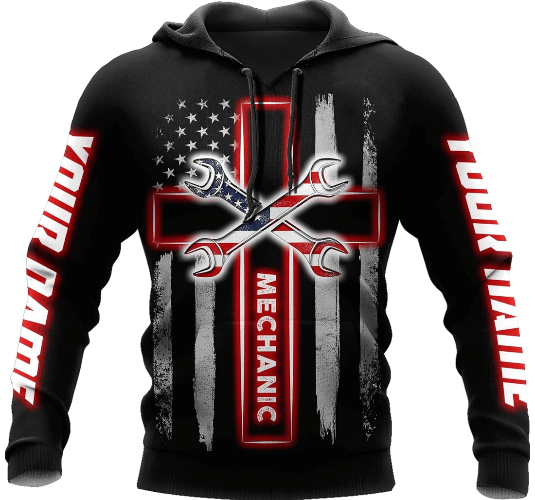 Personalized American Mechanic Tools Mechanic Us Family - 3D Printed Pullover Hoodie