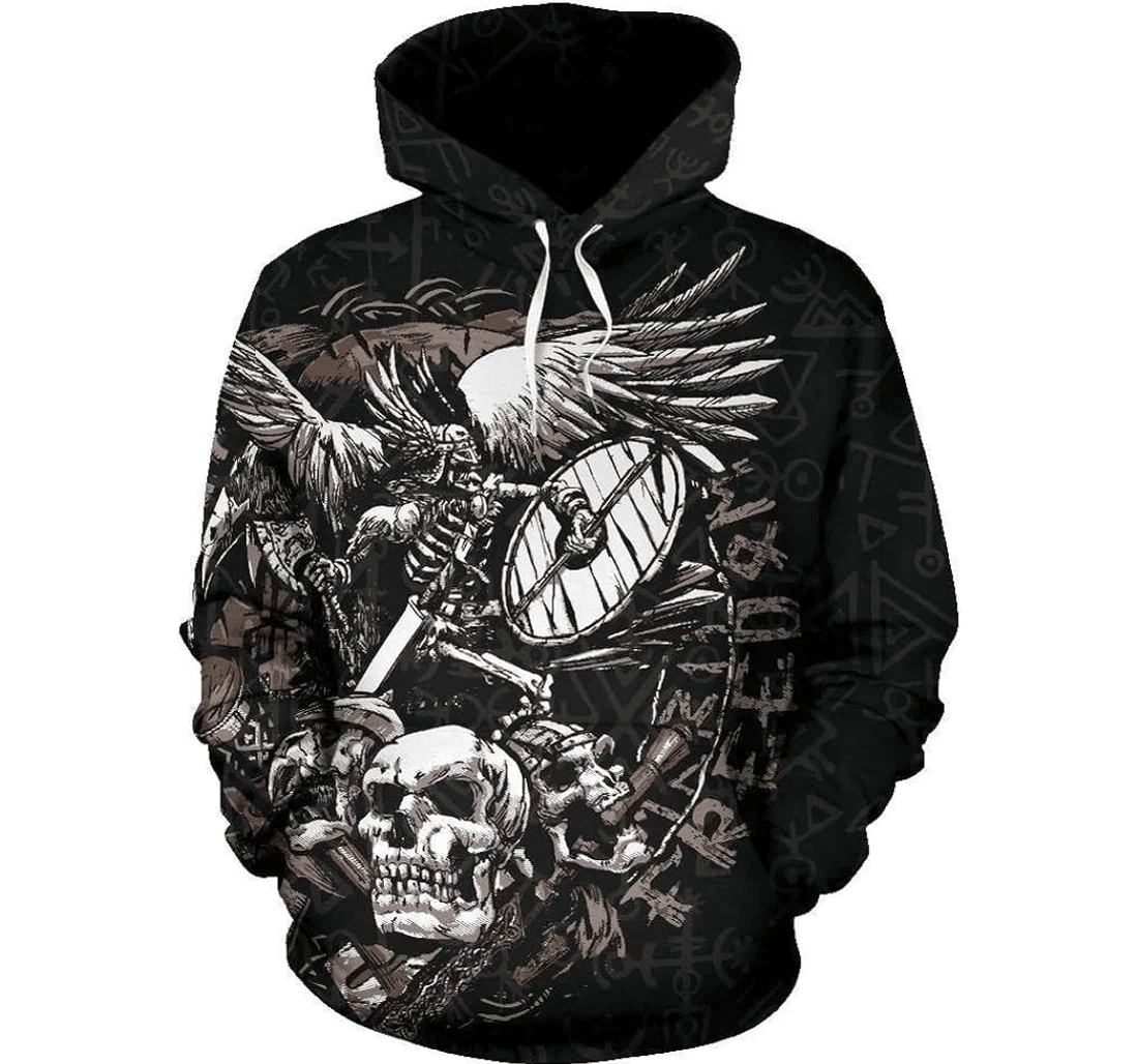 Personalized I'm A Viking I Fight Freedom Viking Tattoo Pattern Odin Asgard Totem Tops - 3D Printed Pullover Hoodie