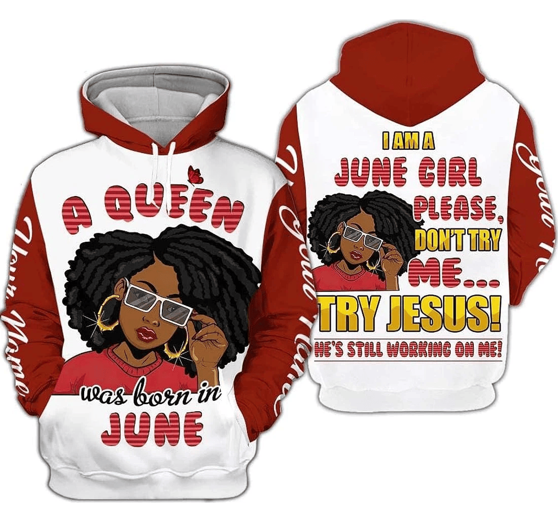 Personalized A Queen Girl Birthday - 3D Printed Pullover Hoodie